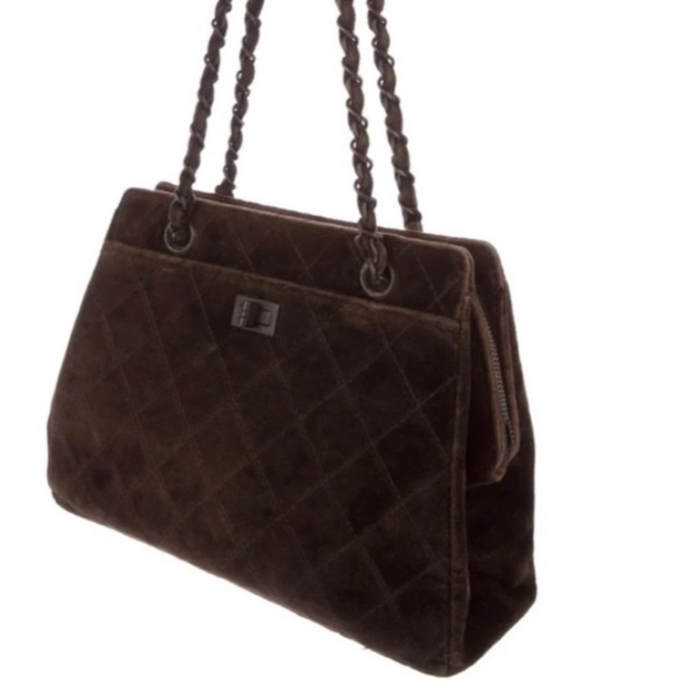 CHANEL Quilted Velvet Shoulder Bag